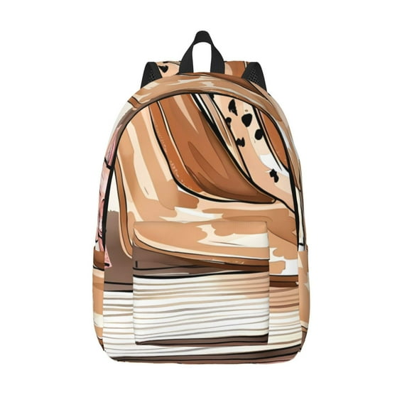Lsque Stylish High Heels On Books Pattern Canvas Daypack, Durable Backpack, High-quality Versatile Backpack,Vintage Compact Backpack-Medium