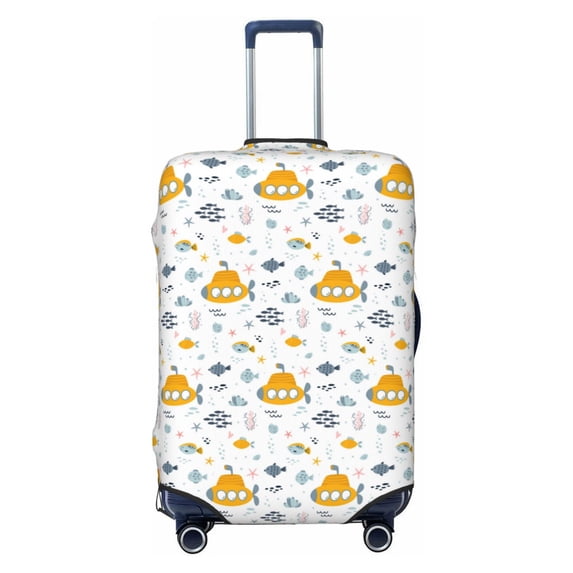 Lsque Submarine Ship Printed Luggage Cover, Travel Luggage Protector,Scratch and Dirt Resistant, Fits 18-32 Inch Luggage - Medium