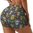 thumbnail image 1 of Lsque Sugar Skulls Pattern High Waisted Biker Shorts for Women-Tummy Control Fitness Athletic Workout Running Yoga Gym Shorts,Moisture-Wicking-Large, 1 of 9