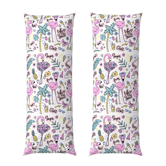 Lsque Summer with Flamingo Body Pillow Case Cover,Ultra-Soft Microfiber Bed Pillow Cases 20x54 inches,Elegant Bedding,Breathable Durable Pillow Cover with Envelope Closure
