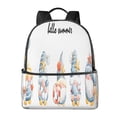 thumbnail image 1 of Lsque Summer Gnome Pattern Backpack – School Travel Canvas Daypack with Ergonomic Padded Straps, Multiple Compartments & Leather Handle, 1 of 5