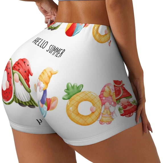 Lsque Summer Gnome Pattern High Waisted Biker Shorts for Women-Tummy Control Fitness Athletic Workout Running Yoga Gym Shorts,Moisture-Wicking-X-Large