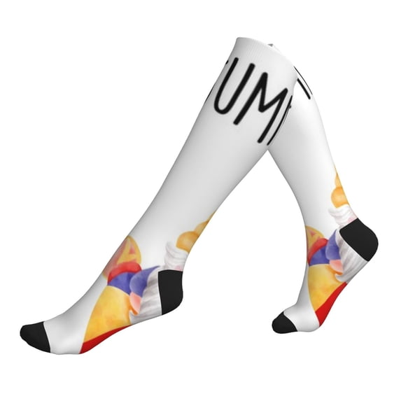 Lsque Summer Gnome Pattern Sport Compression Socks for Men & Women 15-20 mmHg Knee High Nurse Pregnant Running Medical and Travel Athletic