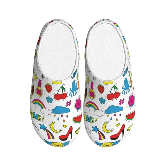 Lsque Summer Pattern Womens Comfort Cotton on Scuff With Memory Foam and Anti-skid Sole Slipper-40/41