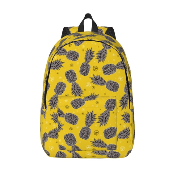 Lsque Summer Pineapple Pattern Canvas Daypack, Durable Backpack, High-quality Versatile Backpack,Vintage Compact Backpack-Medium