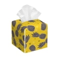 thumbnail image 1 of Lsque Summer Pineapple Printed Tissue Box Cover Holder, Facial Paper Organizer Dispenser,Square with Bottom Belt, PVC Leather Decorative Organizer, 1 of 8