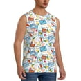 thumbnail image 1 of Lsque Summer Stamp Print Men's Cotton Blend Sleeveless Muscle Shirts (S-3XL)- Moisture Wicking, Odor Protection, UPF 30+,3X-Large, 1 of 8