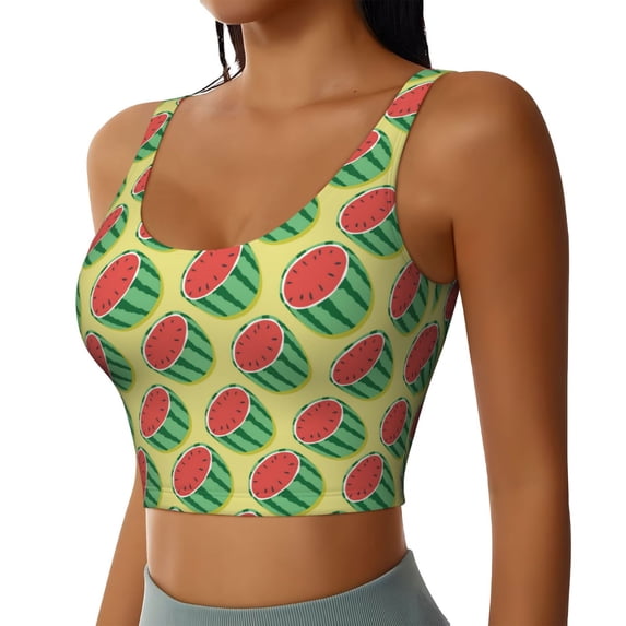 Lsque Summer Watermelon Printed Women'S Sports Bra, Compression, Moisture Wicking, High-Impact Sports Bra For Women,Supportive sports bra-XX-Large