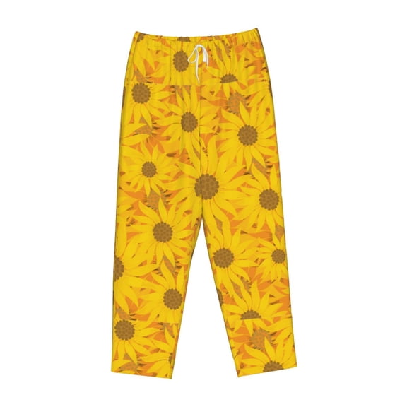 Lsque Sun Flowers Print Women's Pajama Pants, Lounge Pant - Comfortable Home Wear,Elastic Waistband, Stylish Design-Medium