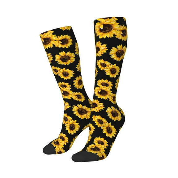Lsque Sunflower 6 Printed Crew Socks Men's Women's LightWeight Thin Casual Calf Socks ,Knee High Socks,Cotton Socks