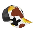 thumbnail image 1 of Lsque Sunflower Cow Printed Trucker Hat - Baseball Cap for Men Women - Breathable Mesh Side, Adjustable Fit - for Casual Wear, 1 of 7