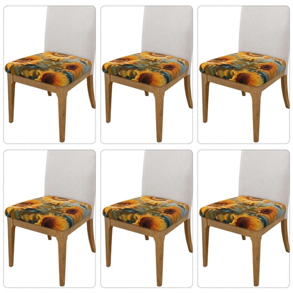 Lsque Sunflower Field Art Printed Square Couch Cushion Covers, Floral Sofa Cushion Covers Replacement, Stretch Couch Covers for Couch-16.9in