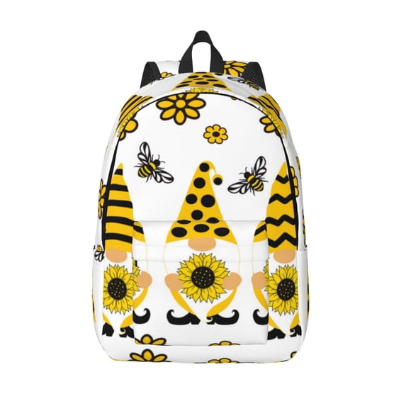 Lsque Sunflower Gnome Pattern Canvas Daypack, Durable Backpack, High-quality Versatile Backpack,Vintage Compact Backpack-Small