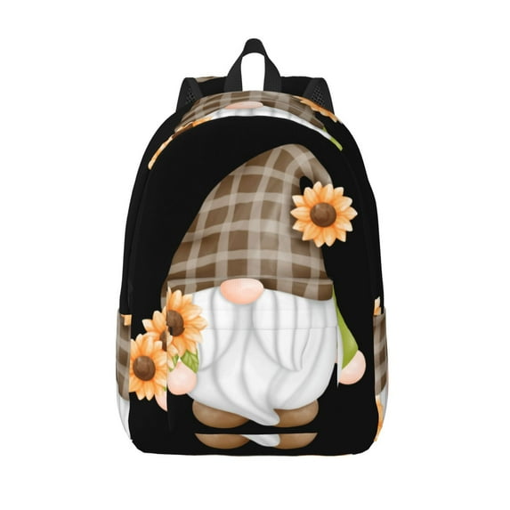 Lsque Sunflower Gnomes 4 Pattern Canvas Daypack, Durable Backpack, High-quality Versatile Backpack,Vintage Compact Backpack-Small