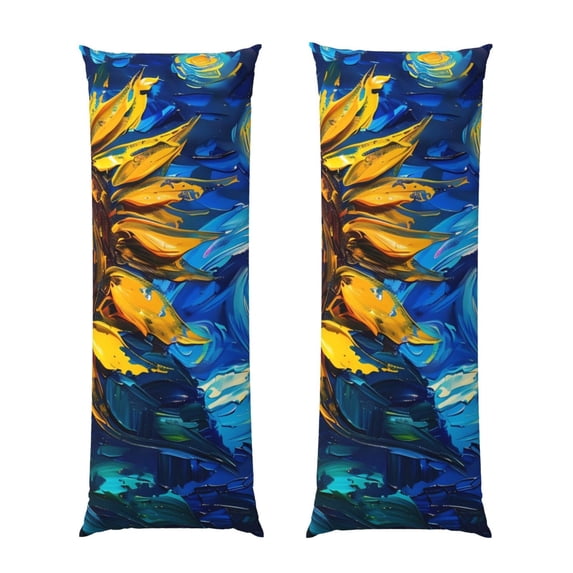 Lsque Sunflower Starry Night Vibes Body Pillow Case Cover,Ultra-Soft Microfiber Bed Pillow Cases 20x54 inches,Elegant Bedding,Breathable Durable Pillow Cover with Envelope Closure