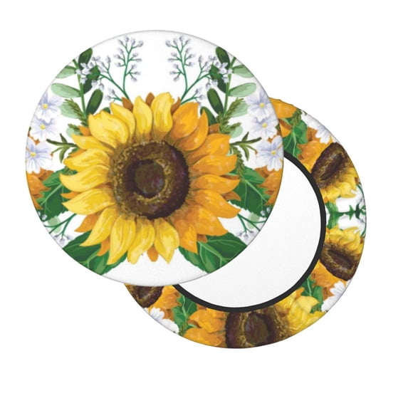 Lsque Sunflowers (2) Round Bar chair cushion covers Velvet Fabric Premium Comfort Protects from Scratches and Stains for 14-17 Inch Chair- 12 inch