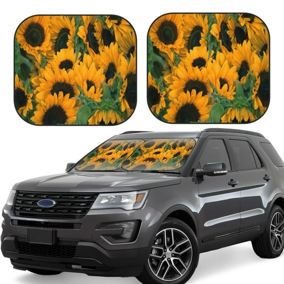 Lsque Sunflowers 7 2 PCS Windshield Sun Shade | CarFoldable Window Covers | Car Accessories Reflect UV for Universal Cars SUV Truck | Small