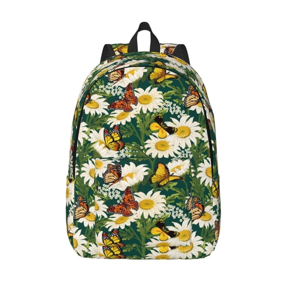 Lsque Sunflowers And Butterflies Pattern Canvas Daypack, Durable Backpack, High-quality Versatile Backpack,Vintage Compact Backpack-Small