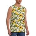 thumbnail image 1 of Lsque Sunflowers And Butterflies Print Men's Cotton Blend Sleeveless Muscle Shirts (S-3XL)- Moisture Wicking, Odor Protection, UPF 30+,X-Large, 1 of 8