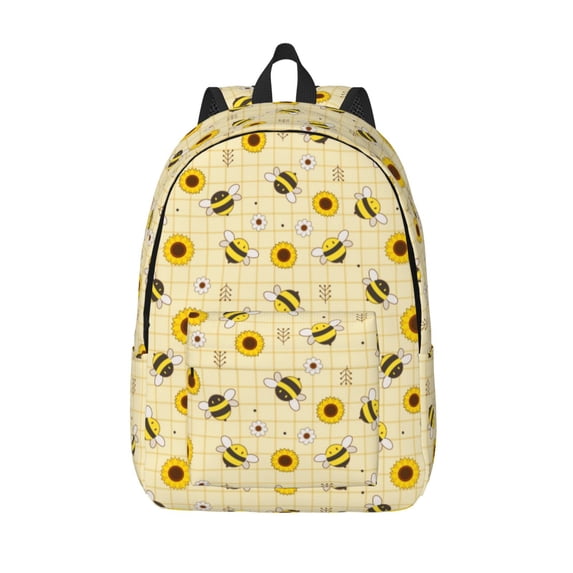 Lsque Sunflowers Bee Pattern Canvas Daypack, Durable Backpack, High-quality Versatile Backpack,Vintage Compact Backpack-Small