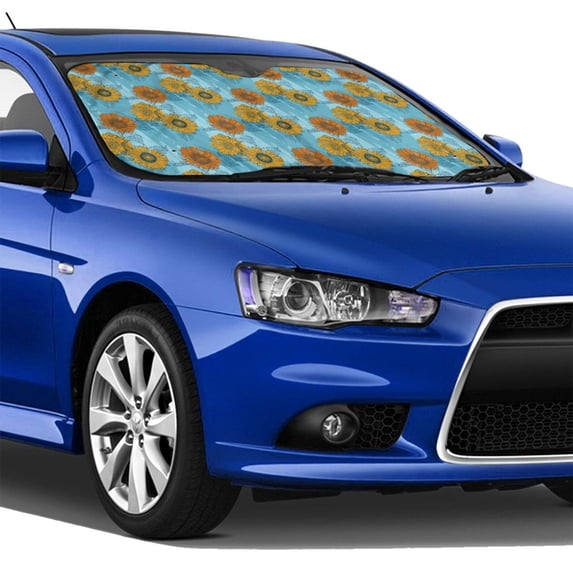 Lsque Sunflowers Car Windshield Sun Shade | Accordion Folding Style Auto Shade for Car Truck SUV Van | Blocks UV Rays Sun Visor Protector | Small