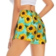 thumbnail image 1 of Lsque Sunflowers With Green Leaves Printed Women's Running Shorts with Liner Pockets,Elastic Quick Dry Workout Athletic Gym Yoga Shorts,Womens High Waist Shorts-Large, 1 of 9