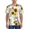 thumbnail image 1 of Lsque Sunflowers Leaves And Birds Pattern Mens Polo Golf Shirts Funny Graphics Shorts Sleeve Button Shirts Baseball T-shirt-4X-Large, 1 of 7