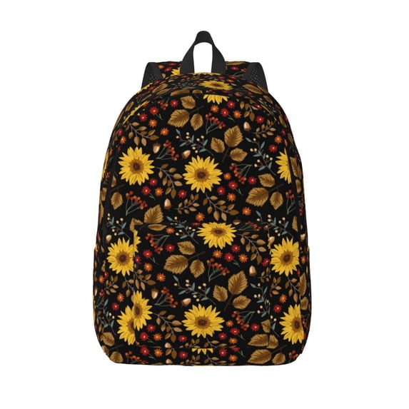 Lsque Sunflowers Leaves Pattern Canvas Daypack, Durable Backpack, High-quality Versatile Backpack,Vintage Compact Backpack-Small