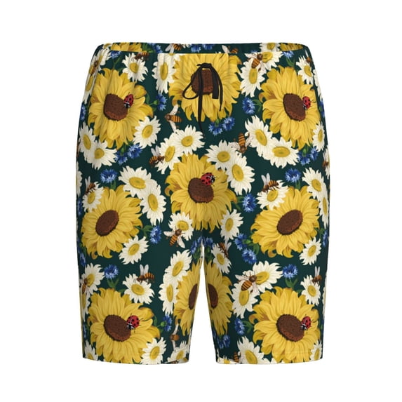 Lsque Sunflowers Mens Sleep Pajama Shorts,Short Pajama Pants, Cotton Ultra-Soft Knit-3X-Large
