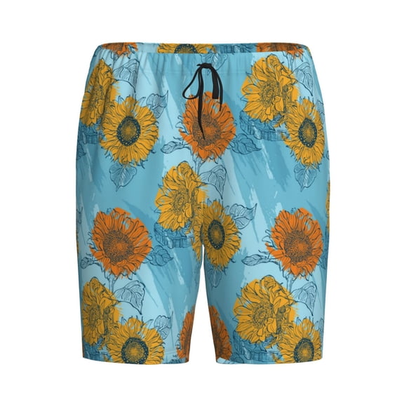Lsque Sunflowers Mens Sleep Pajama Shorts,Short Pajama Pants, Cotton Ultra-Soft Knit-Large