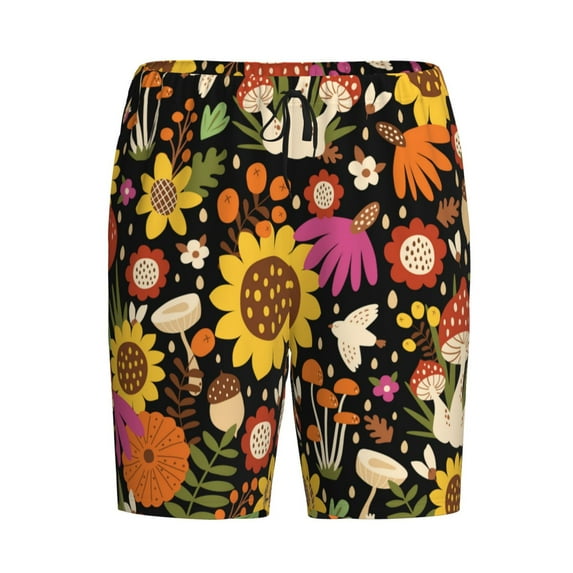 Lsque Sunflowers Mushrooms Mens Sleep Pajama Shorts,Short Pajama Pants, Cotton Ultra-Soft Knit-X-Large
