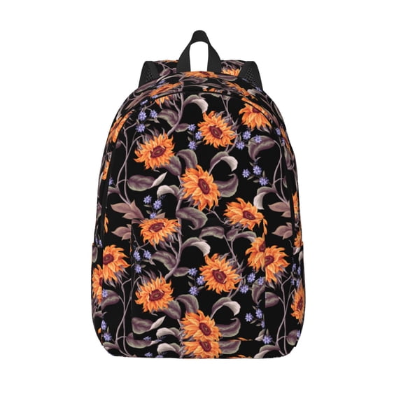 Lsque Sunflowers Pattern Canvas Daypack, Durable Backpack, High-quality Versatile Backpack,Vintage Compact Backpack-Small