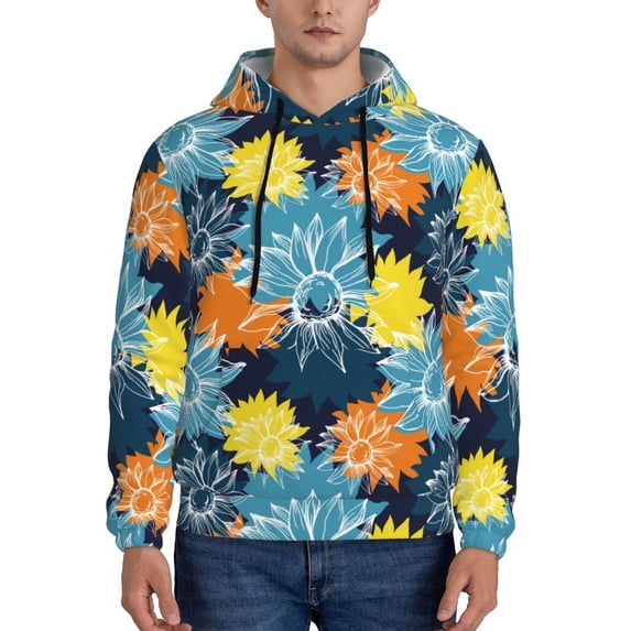 Lsque Sunflowers Pattern Casual Men's Hoodie,Hooded Sweatshirt with Kangaroo Pocket,Pullover Hoodie-Medium