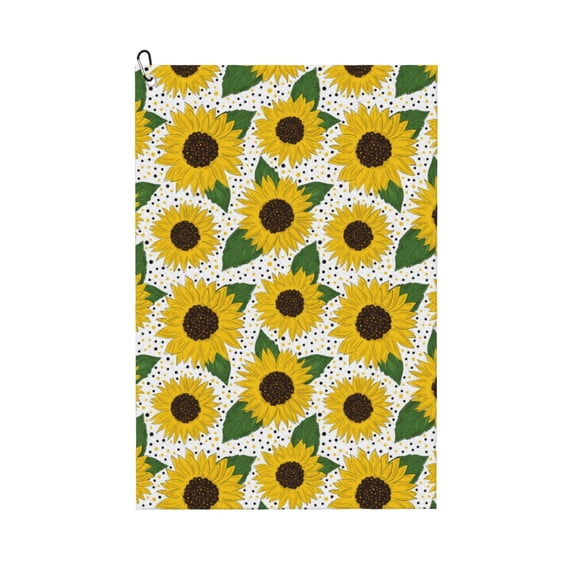 Lsque Sunflowers Premium Golf Towel - Ultra Absorbent and Quick Drying Microfiber Towel with Carabiner - Gift for Men -24" X 16"