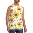 thumbnail image 1 of Lsque Sunflowers Print Men's Cotton Blend Sleeveless Muscle Shirts (S-3XL)- Moisture Wicking, Odor Protection, UPF 30+,Large, 1 of 8