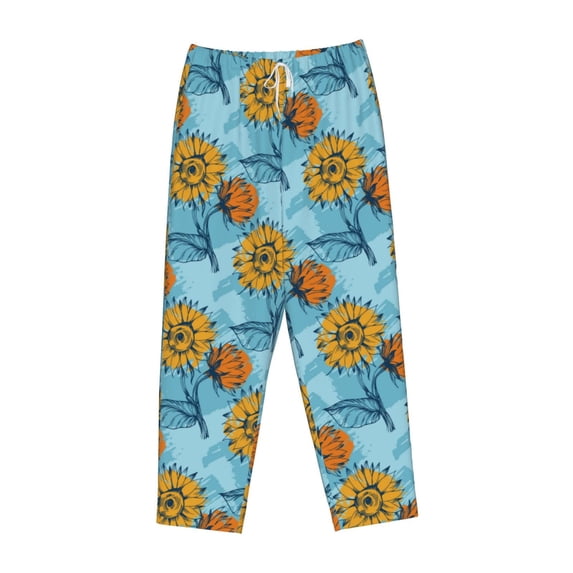Lsque Sunflowers Print Women's Pajama Pants, Lounge Pant - Comfortable Home Wear,Elastic Waistband, Stylish Design-Large