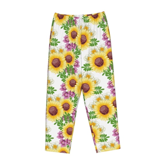 Lsque Sunflowers Print Women's Pajama Pants, Lounge Pant - Comfortable Home Wear,Elastic Waistband, Stylish Design-Medium