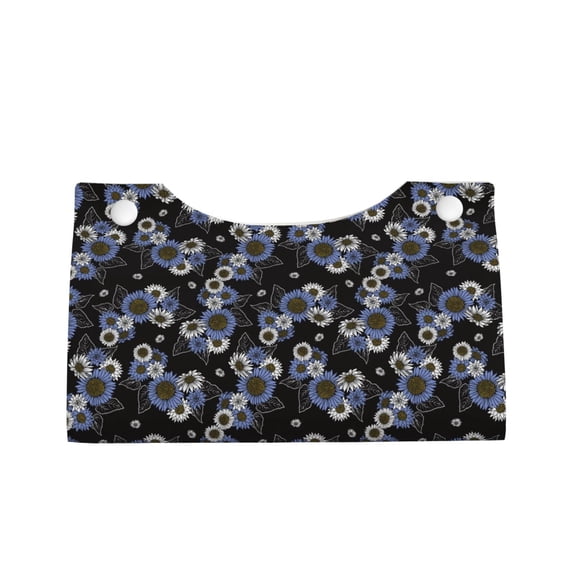 Lsque Sunflowers Printed Long Tissue Box Cover Holder, Facial Paper Organizer Dispenser,Triangle with Bottom Belt, PVC Leather Decorative Organizer