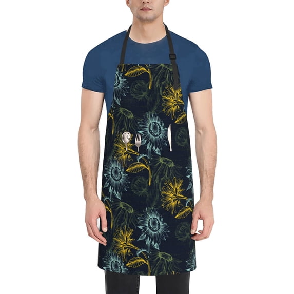 Lsque Sunflowers Waterproof Apron Chef Aprons for Men Heavy Duty Chemical Work Apron Extra Long Grilling Aprons with Adjustable Bib Apron