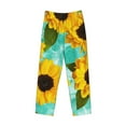 thumbnail image 1 of Lsque Sunflowers With Green Leaves Print Men's Pajama Pants, Lounge Pant - Comfortable Home Wear,Elastic Waistband, Stylish Design-Small, 1 of 9