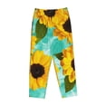 thumbnail image 1 of Lsque Sunflowers With Green Leaves Print Women's Pajama Pants, Lounge Pant - Comfortable Home Wear,Elastic Waistband, Stylish Design-Small, 1 of 9