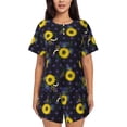 thumbnail image 1 of Lsque Sunflowers Women's Short-Sleeved Pajama Set - 2 Piece Soft and Lightweight Sleepwear Set-Large, 1 of 9