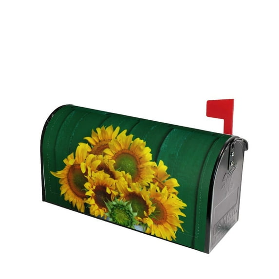 Lsque Sunflowers in Bucket Mailbox Cover Standard Size ,Magnetic Mailbox Covers Post Wraps Letter Box Cover -25.5x21 in