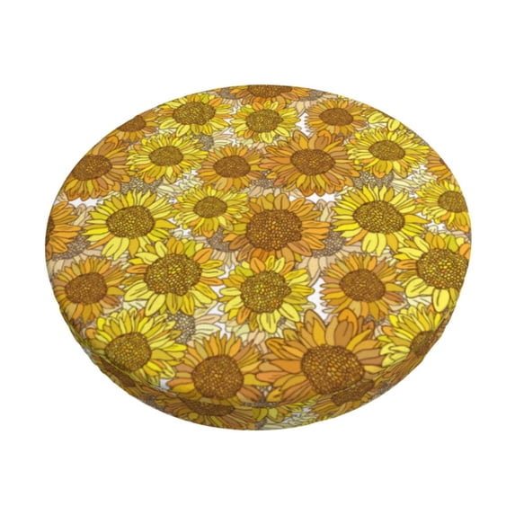 Lsque Sunflowers1 Pattern Round Bar chair cushion covers Velvet Fabric Premium Comfort Protects from Scratches and Stains for 14-17 Inch Chair-14 inch