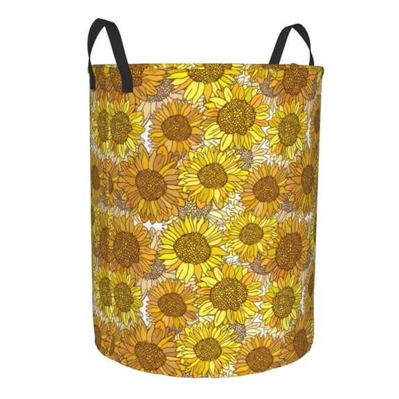 Lsque Sunflowers1 pattern Laundry Hamper Basket, Tall Woven Rope Hamper Basket for Clothes, Lightweight Storage Basket, Collapsible Waterproof-Medium