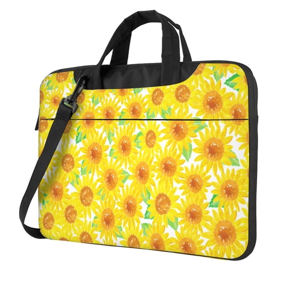 Lsque Sunflowers2 Pattern Laptop Bag – Portable & Slim Single-Shoulder Computer Case with Adjustable Strap, Protective, Lightweight for 13”/14”/15.6” Laptops