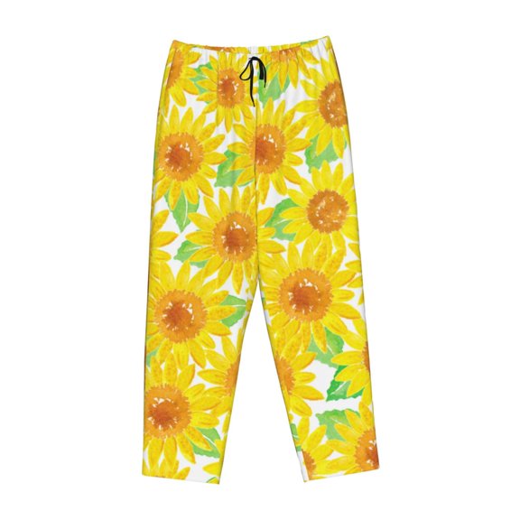 Lsque Sunflowers2 Print Women's Pajama Pants, Lounge Pant - Comfortable Home Wear,Elastic Waistband, Stylish Design-Medium
