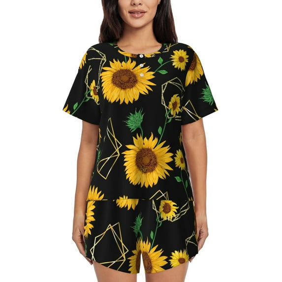 Lsque Sunflowers3 Women's Short-Sleeved Pajama Set - 2 Piece Soft and Lightweight Sleepwear Set-4X-Large