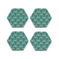 thumbnail image 1 of Lsque Sunmmer Cat Pattern 4" Drink Coasters Set of 4, PVC Leather Absorbent Coasters, Table Coaster Set Decorative Coffee Cup Coasters Housewarming Gift -Hexagon, 1 of 6
