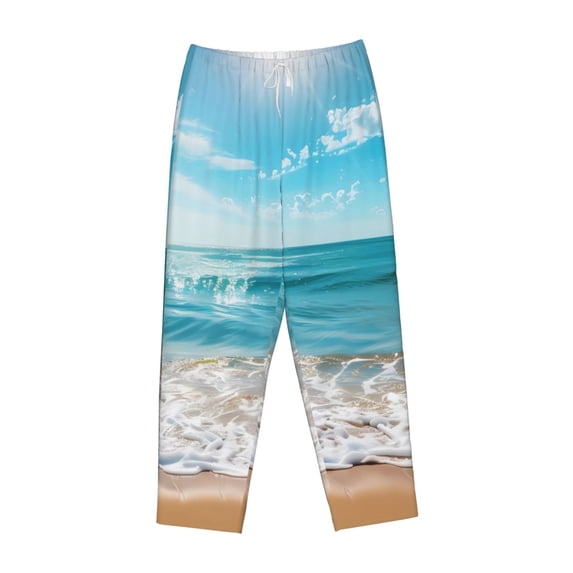 Lsque Sunny Ocean Waves Print Women's Pajama Pants, Lounge Pant - Comfortable Home Wear,Elastic Waistband, Stylish Design-Small